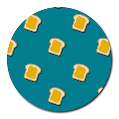 Toast With Cheese Pattern Turquoise Green Background Retro Funny Food Round Mousepads by genx