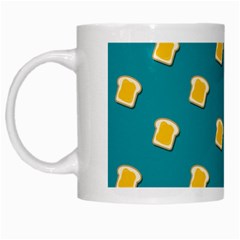 Toast With Cheese Pattern Turquoise Green Background Retro Funny Food White Mugs by genx