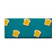 Toast With Cheese Pattern Turquoise Green Background Retro Funny Food Hand Towel by genx