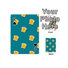 Toast With Cheese Pattern Turquoise Green Background Retro Funny Food Playing Cards 54 (mini) by genx