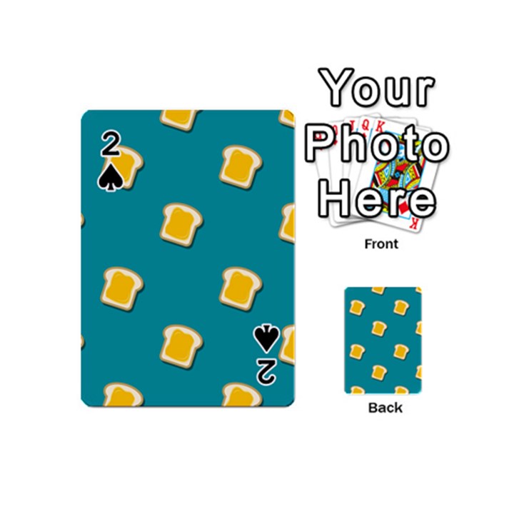 Toast With Cheese Pattern Turquoise Green Background Retro funny food Playing Cards 54 (Mini)