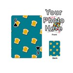 Toast With Cheese Pattern Turquoise Green Background Retro funny food Playing Cards 54 (Mini) Front - Spade6