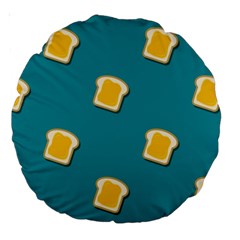 Toast With Cheese Pattern Turquoise Green Background Retro Funny Food Large 18  Premium Round Cushions by genx