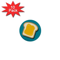 Toast With Cheese Pattern Turquoise Green Background Retro Funny Food 1  Mini Buttons (10 Pack)  by genx