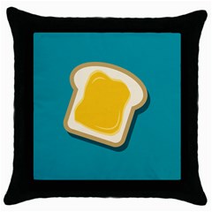 Toast With Cheese Pattern Turquoise Green Background Retro Funny Food Throw Pillow Case (black) by genx