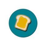 Toast With Cheese Pattern Turquoise Green Background Retro funny food Rubber Coaster (Round)  Front