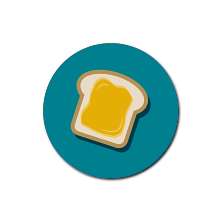 Toast With Cheese Pattern Turquoise Green Background Retro funny food Rubber Coaster (Round) 