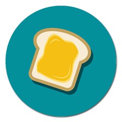 Toast With Cheese Pattern Turquoise Green Background Retro Funny Food Magnet 5  (round) by genx