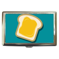 Toast With Cheese Pattern Turquoise Green Background Retro Funny Food Cigarette Money Case by genx