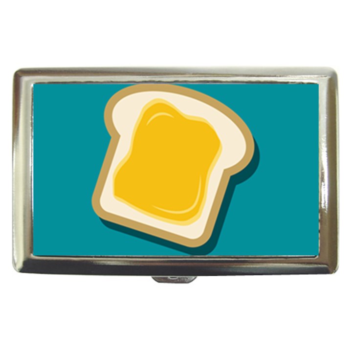 Toast With Cheese Pattern Turquoise Green Background Retro funny food Cigarette Money Case