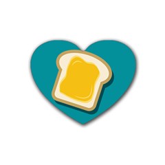 Toast With Cheese Pattern Turquoise Green Background Retro Funny Food Rubber Coaster (heart)  by genx