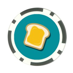 Toast With Cheese Pattern Turquoise Green Background Retro Funny Food Poker Chip Card Guard by genx