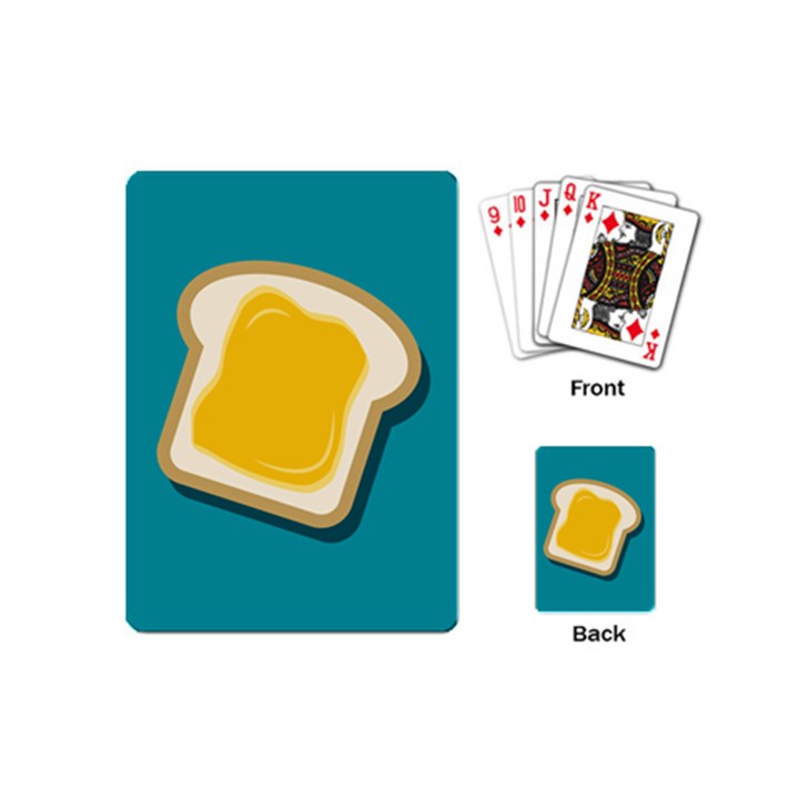 Toast With Cheese Pattern Turquoise Green Background Retro funny food Playing Cards (Mini)