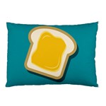 Toast With Cheese Pattern Turquoise Green Background Retro funny food Pillow Case (Two Sides) Front