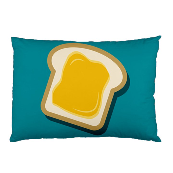 Toast With Cheese Pattern Turquoise Green Background Retro funny food Pillow Case (Two Sides)