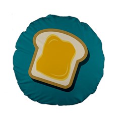 Toast With Cheese Pattern Turquoise Green Background Retro Funny Food Standard 15  Premium Round Cushions by genx