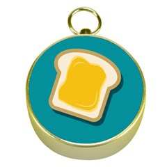 Toast With Cheese Pattern Turquoise Green Background Retro Funny Food Gold Compasses by genx