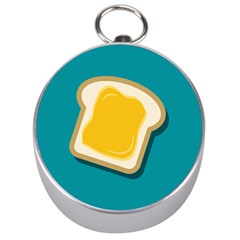 Toast With Cheese Pattern Turquoise Green Background Retro Funny Food Silver Compasses by genx