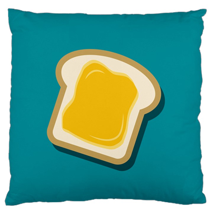 Toast With Cheese Pattern Turquoise Green Background Retro funny food Large Flano Cushion Case (Two Sides)