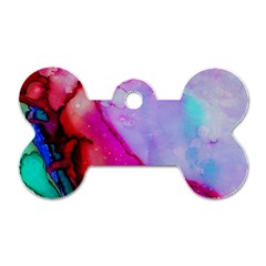 Red Purple Green Ink            Dog Tag Bone (one Side) by LalyLauraFLM