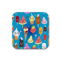 Cute Food Characters Clipart             Rubber Square Coaster (4 Pack by LalyLauraFLM