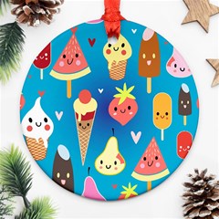 Cute Food Characters Clipart             Ornament (round) by LalyLauraFLM