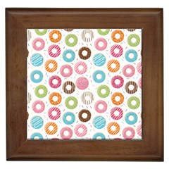 Donut Pattern With Funny Candies Framed Tiles by genx