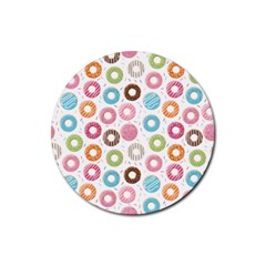 Donut Pattern With Funny Candies Rubber Coaster (round)  by genx