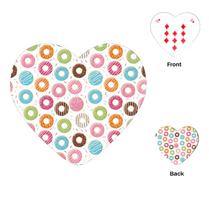 Donut pattern with funny candies Playing Cards (Heart)