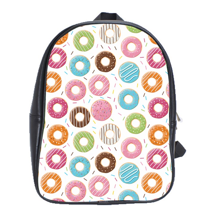 Donut pattern with funny candies School Bag (XL)