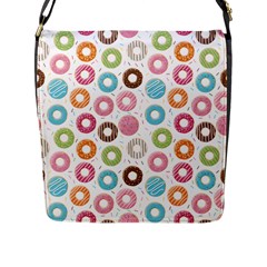 Donut Pattern With Funny Candies Flap Closure Messenger Bag (l) by genx