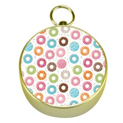 Donut Pattern With Funny Candies Gold Compasses by genx