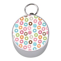 Donut Pattern With Funny Candies Mini Silver Compasses by genx