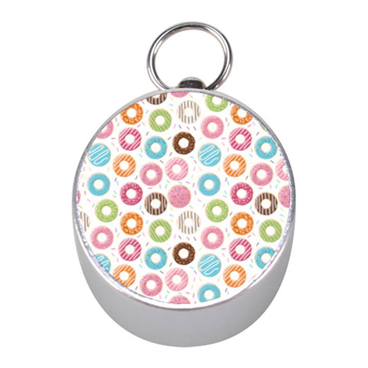 Donut pattern with funny candies Mini Silver Compasses