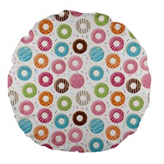 Donut Pattern With Funny Candies Large 18  Premium Flano Round Cushions by genx