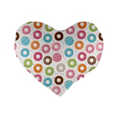 Donut Pattern With Funny Candies Standard 16  Premium Flano Heart Shape Cushions by genx