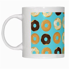 Donuts Pattern With Bites Bright Pastel Blue And Brown White Mugs by genx