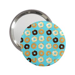 Donuts Pattern With Bites bright pastel blue and brown 2.25  Handbag Mirrors