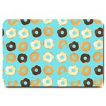 Donuts Pattern With Bites bright pastel blue and brown Large Doormat  30 x20  Door Mat