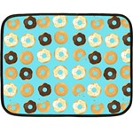 Donuts Pattern With Bites bright pastel blue and brown Fleece Blanket (Mini) 35 x27  Blanket