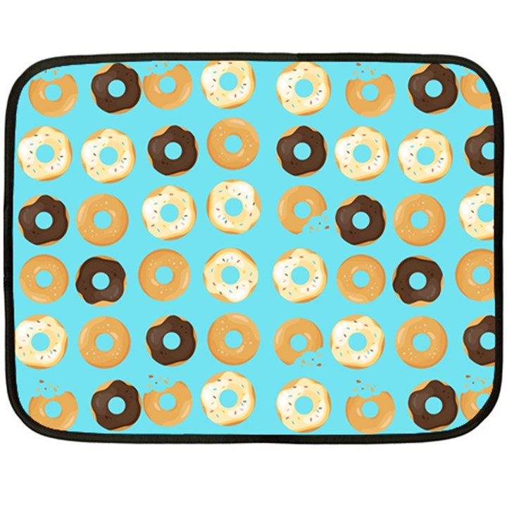 Donuts Pattern With Bites bright pastel blue and brown Fleece Blanket (Mini)