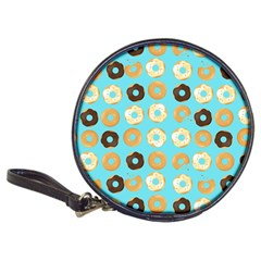 Donuts Pattern With Bites bright pastel blue and brown Classic 20-CD Wallets