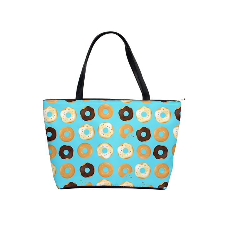 Donuts Pattern With Bites bright pastel blue and brown Classic Shoulder Handbag