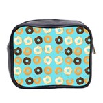 Donuts Pattern With Bites bright pastel blue and brown Mini Toiletries Bag (Two Sides) Back