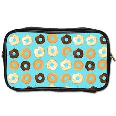 Donuts Pattern With Bites Bright Pastel Blue And Brown Toiletries Bag (two Sides) by genx