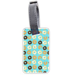 Donuts Pattern With Bites Bright Pastel Blue And Brown Luggage Tags (one Side)  by genx