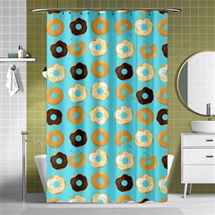 Donuts Pattern With Bites bright pastel blue and brown Shower Curtain 48  x 72  (Small) 