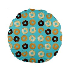 Donuts Pattern With Bites Bright Pastel Blue And Brown Standard 15  Premium Round Cushions by genx