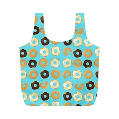 Donuts Pattern With Bites Bright Pastel Blue And Brown Full Print Recycle Bag (m) by genx