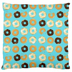 Donuts Pattern With Bites bright pastel blue and brown Standard Flano Cushion Case (One Side)